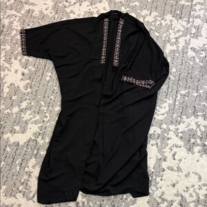 Black Kimono with Embroidered Trim